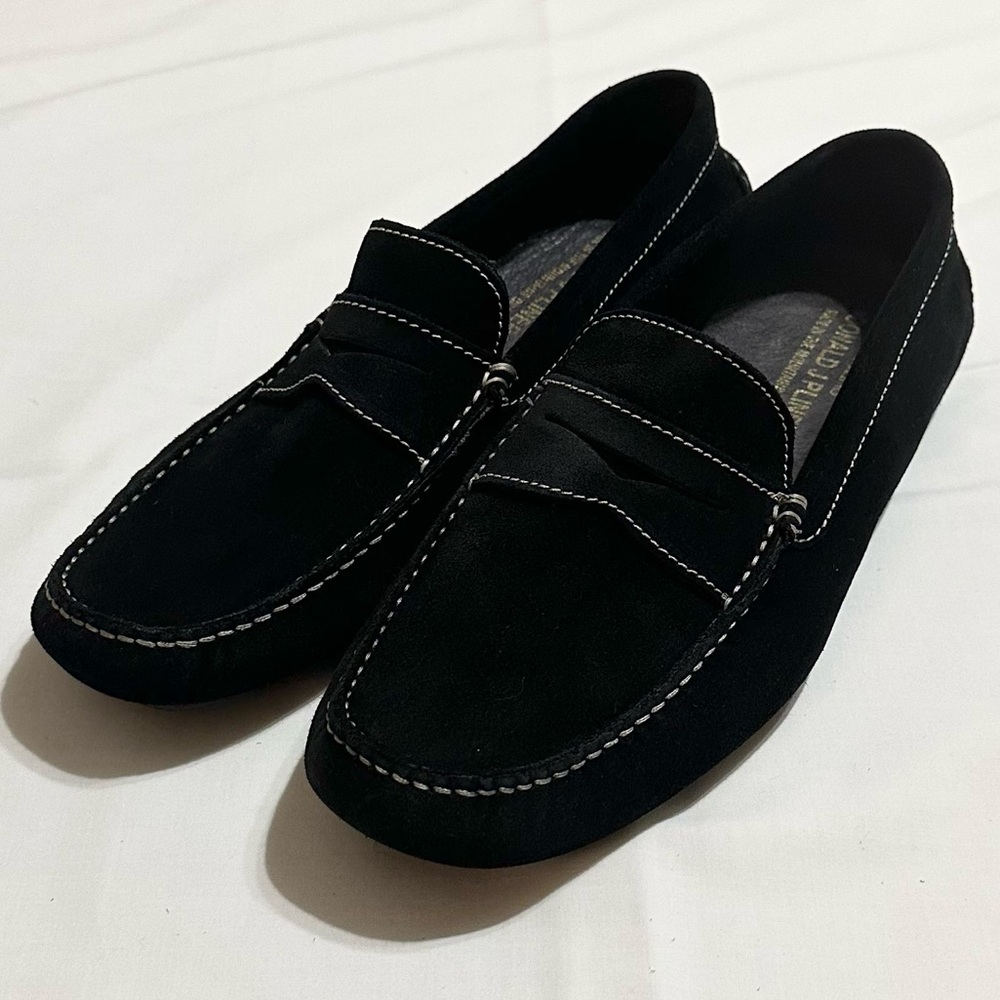 Donald J Pliner Men’s Vinco-DT Italian Black Suede Leather Driving Moccasin - 10